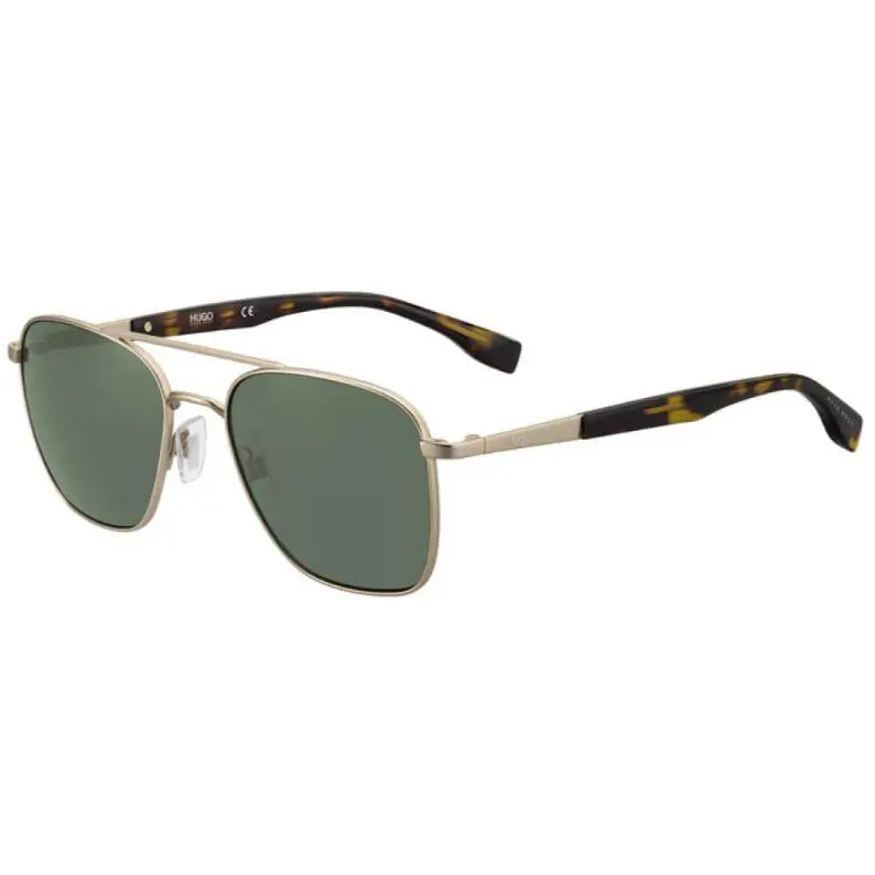Hugo HG 0330/S Aoz QT Sunglasses Matte Gold Frame Green Lenses 55mm