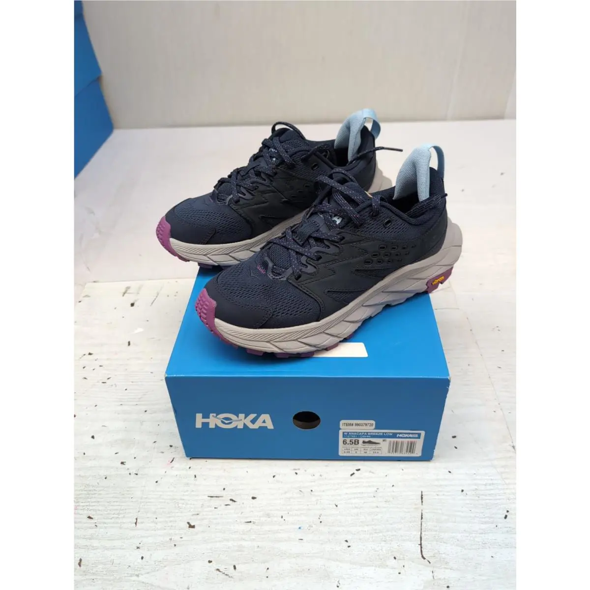Hoka Women Anacapa Breeze Low Navy/purple Running Shoes Sz 6.5B 1127921/OSHM GL9 - navy