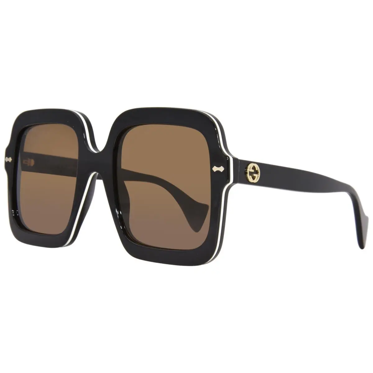 Gucci GG1241S 001 Sunglasses Women`s Rubber Black/brown Lenses Square Shape