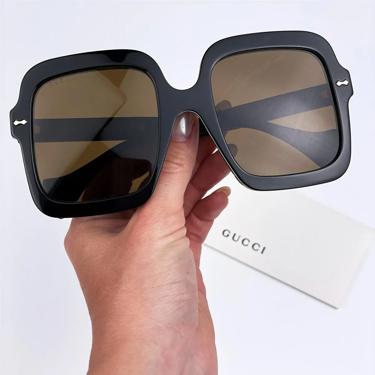 Gucci Women Sunglasses Black Brown Oversized Square GG1241S 001 - Frame: Black, Lens: Brown