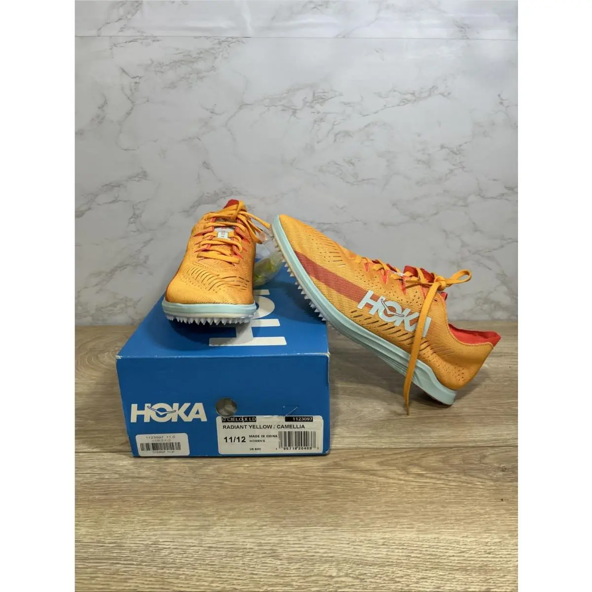 Hoka U Cielo X LD Track Spike Radiant Yellow Camilla Men Shoes 1123097 Sz 11