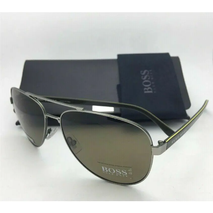 Hugo Boss Sunglasses 0761/S Qjids Ruthenium-khaki Aviator w/ Brown Polarized