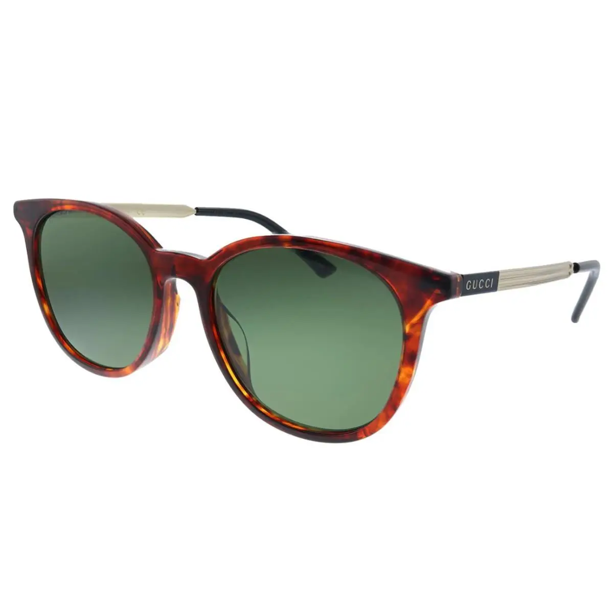 GG0830SK 003 Havana Shiny Green Round Oval Panthos 54 mm Men`s Sunglasses by Gucci