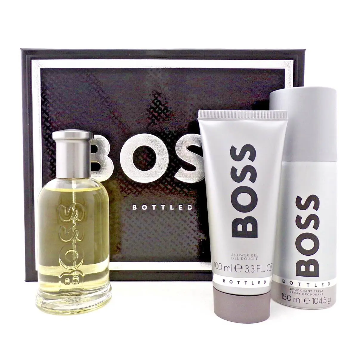 Boss Bottled by Hugo Boss 3.3oz Edt+ 3.3oz Sh/gel+ 5.0oz Deo Spray Men`s Set