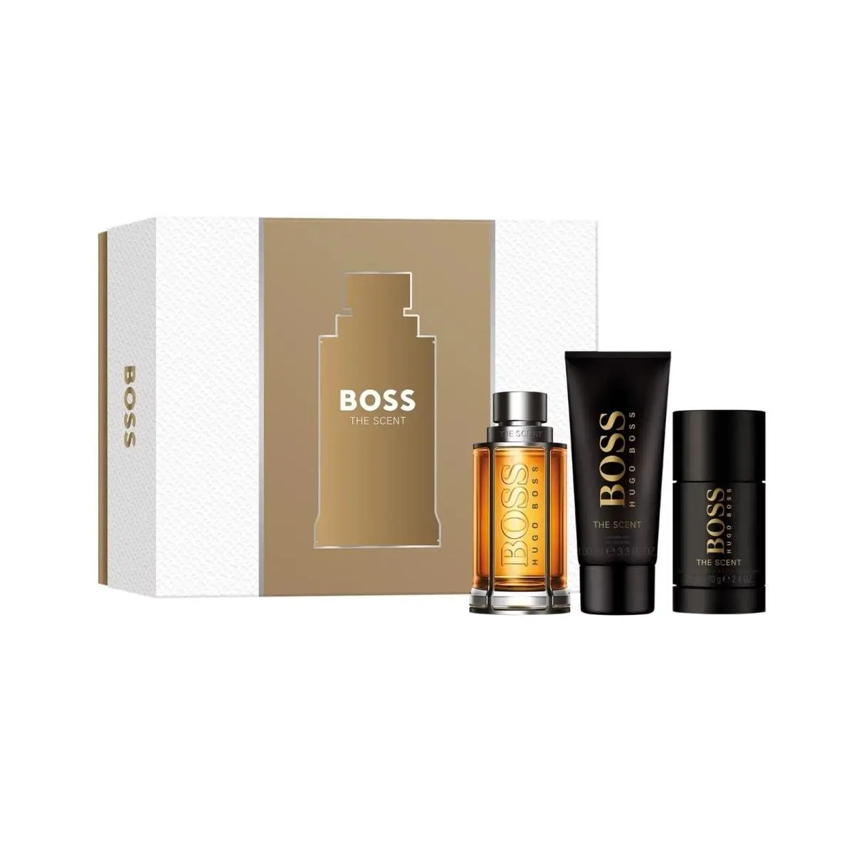 Hugo Boss The Scent 3.3 oz Edt Spray+ 3.3 Gel+ 2.4 Deo Mens Set