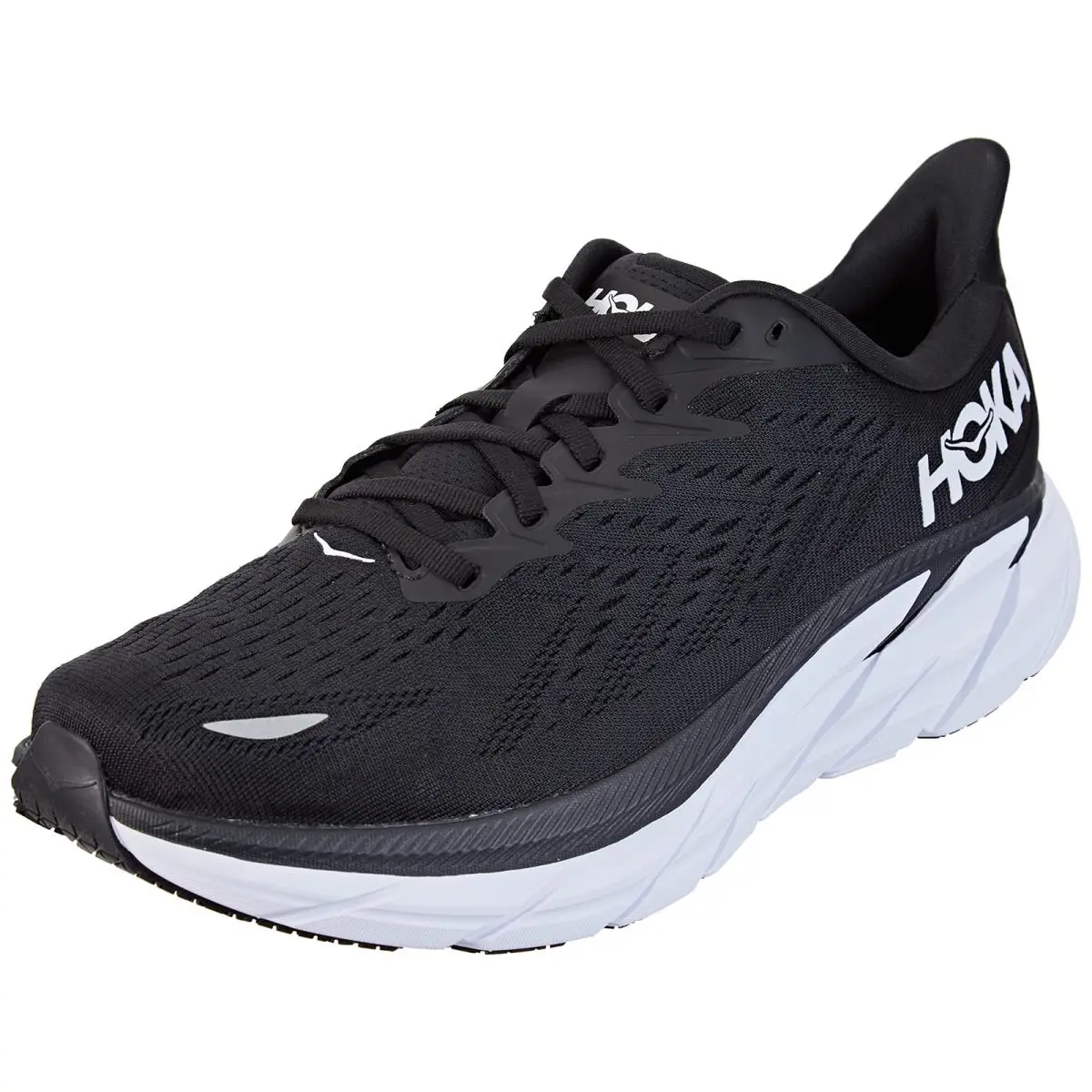 Hoka One One Men`s Clifton 8 Running Shoes 0 14 Black White