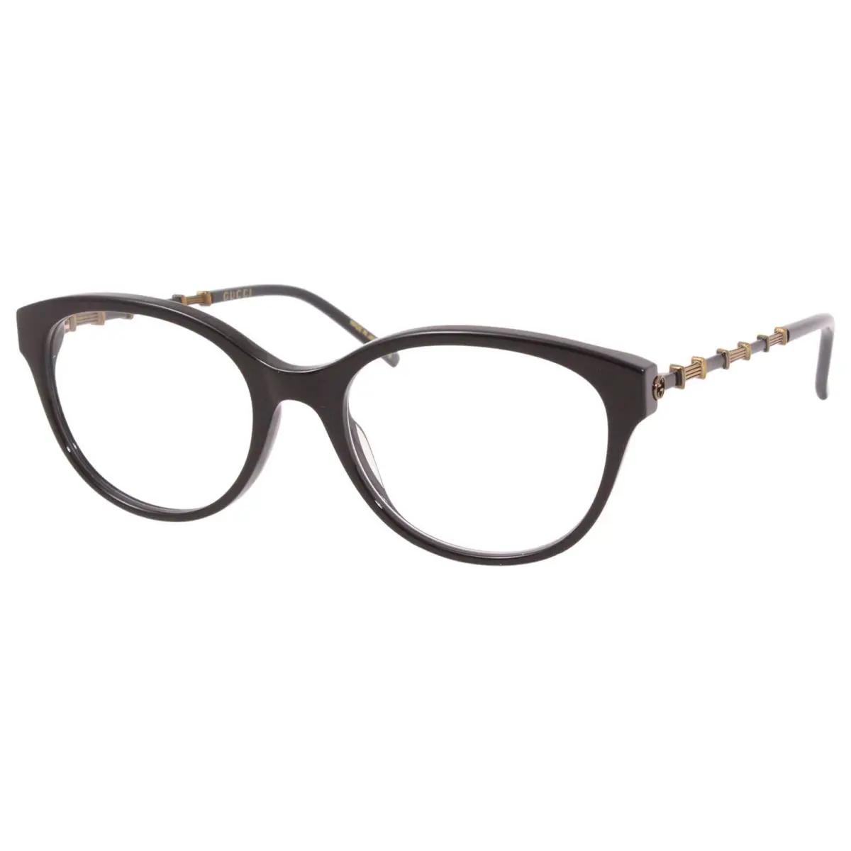 Gucci Women`s Gucci-logo GG0656O 001 Black/gold Full Rim Cat Eye Eyeglasses 53mm