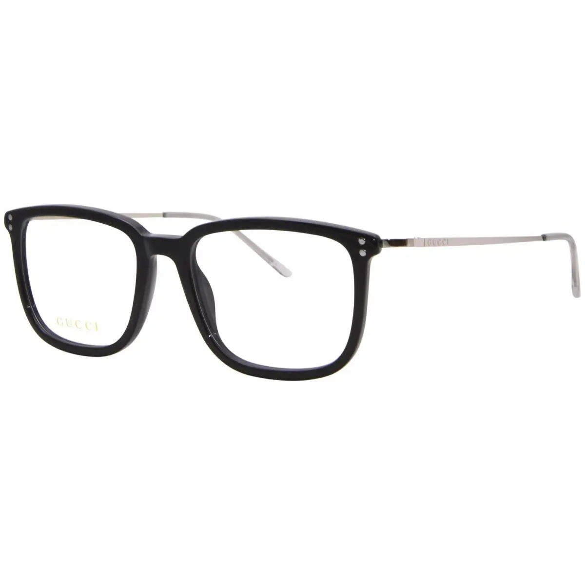 Gucci GG1709O 005 Eyeglasses Frame Men`s Black/silver Full Rim Square Shape 53mm