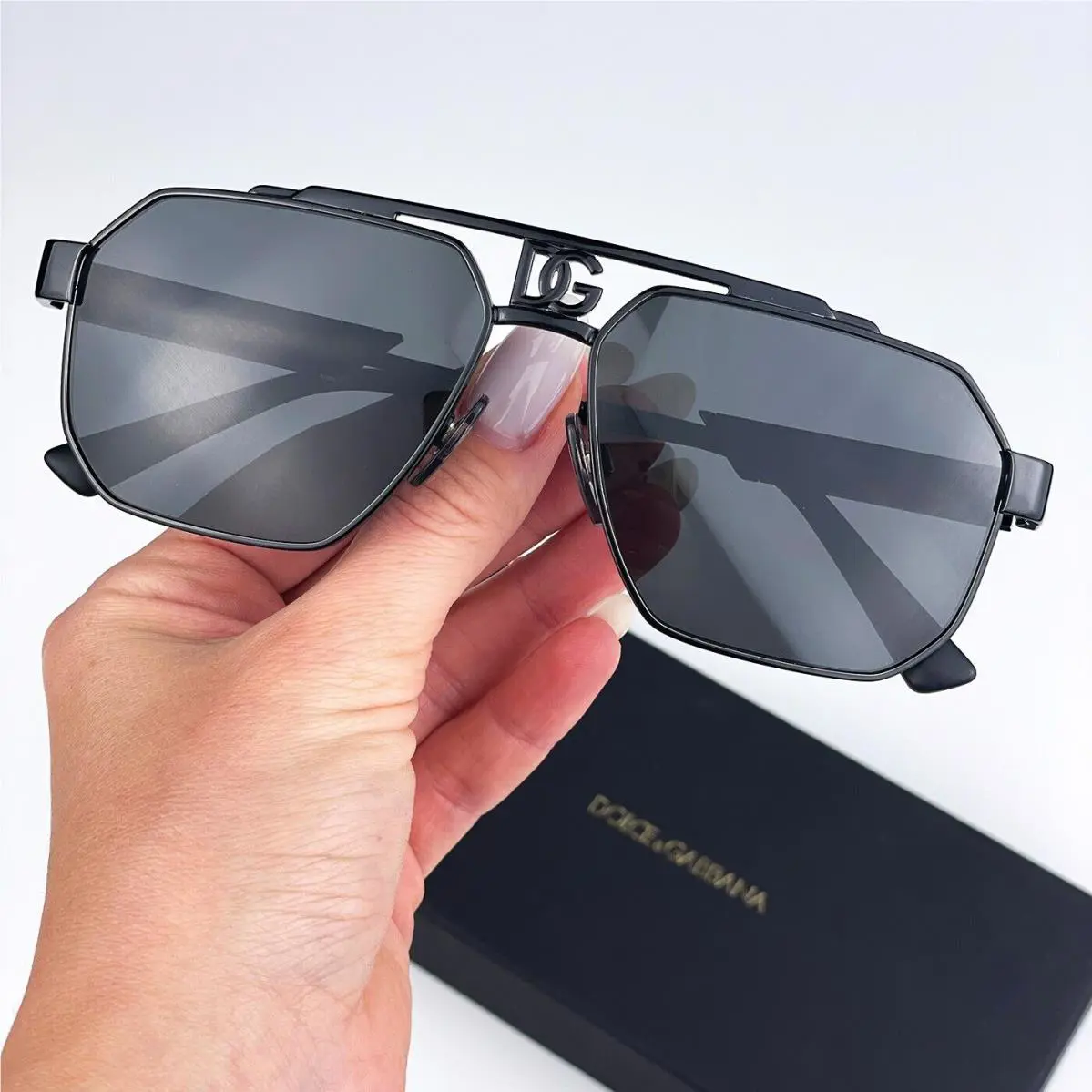 Dolce Gabbana D G Women Sunglasses Black Grey Pilot Metal DG2294 01/87