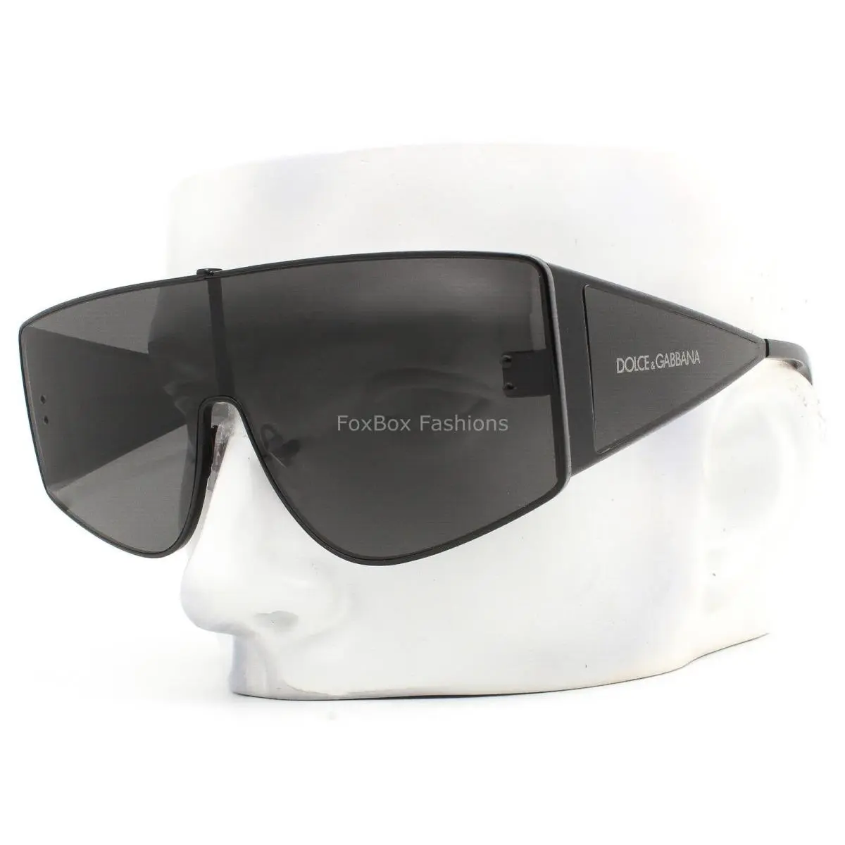 Dolce Gabbana Sunglasses Shiny Black Shield Gray Lens DG2305 01/87 with Case