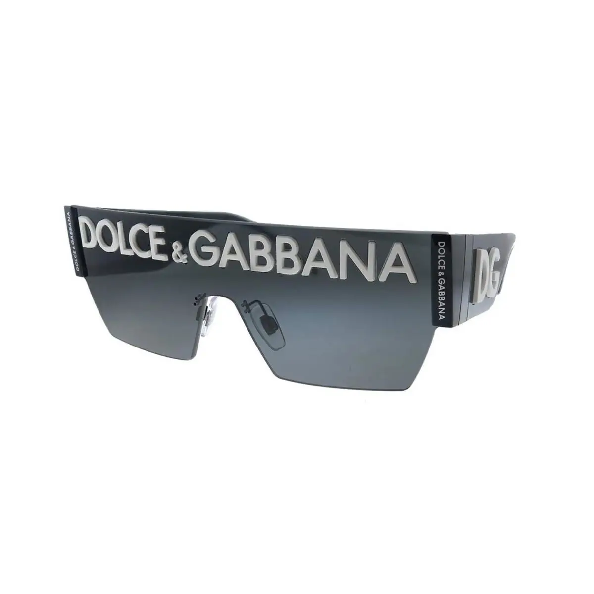 Dolce Gabbana DG 2233 01/87 Black Metal Square Sunglasses Grey Gradient Lens by Dolce & Gabbana