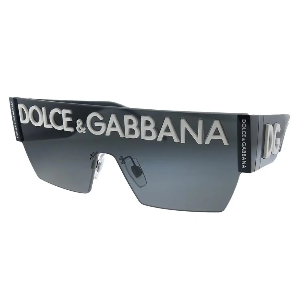 Dolce Gabbana DG 2233 01/87 Black Metal Sunglasses Grey Gradient Lens