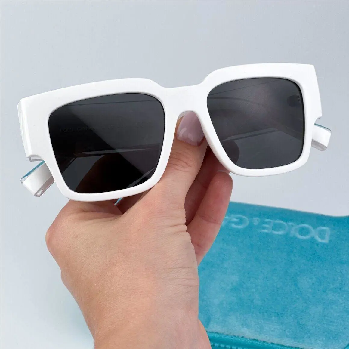 Dolce Gabbana D G Women Sunglasses White Dark Grey Square DG6184 331287