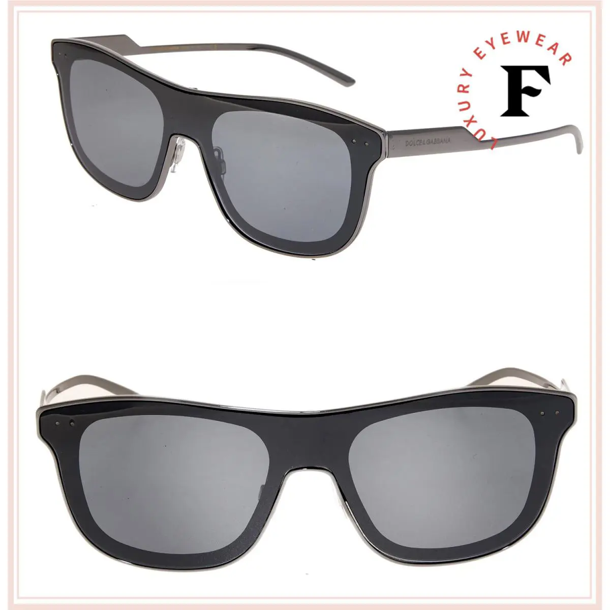 Dolce Gabbana Man Display 2174 Ruthenium Wrap Metal Mirrored Sunglasses DG2174