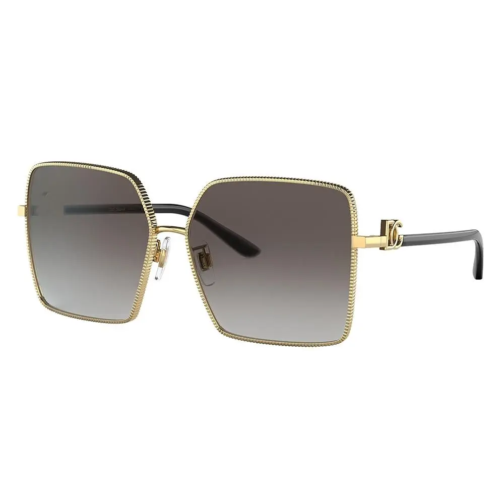 Dolce Gabbana DG 2279 02/8G Gold Metal Square Sunglasses Grey Gradient Lens