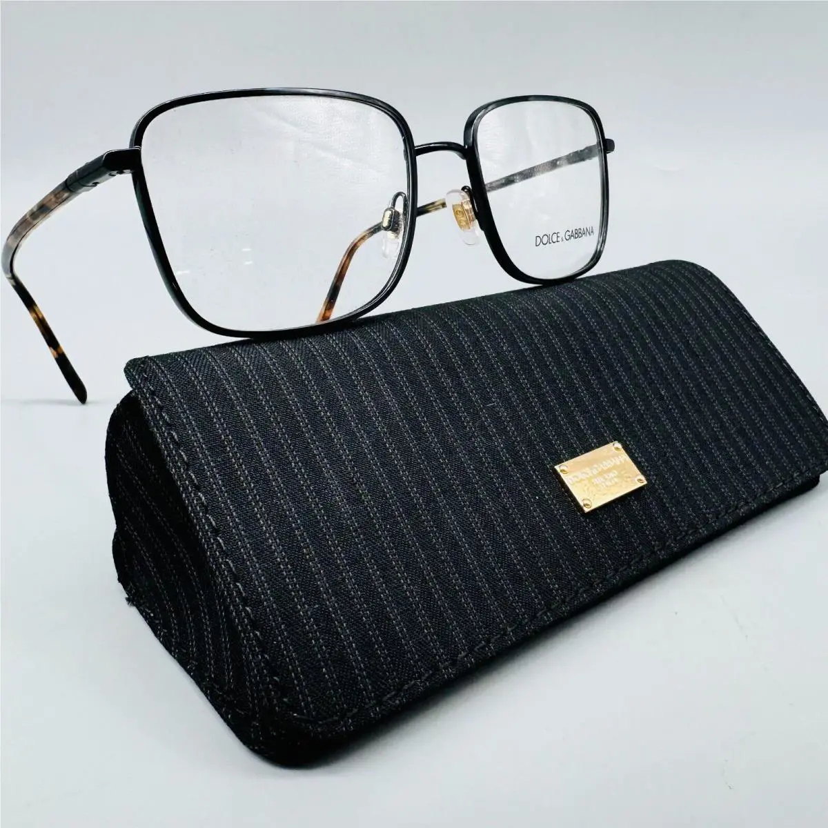 Dolce Gabbana DG1306 01 Eyeglasses 56-17-140 Unisex Black Brown Tortoise Frame