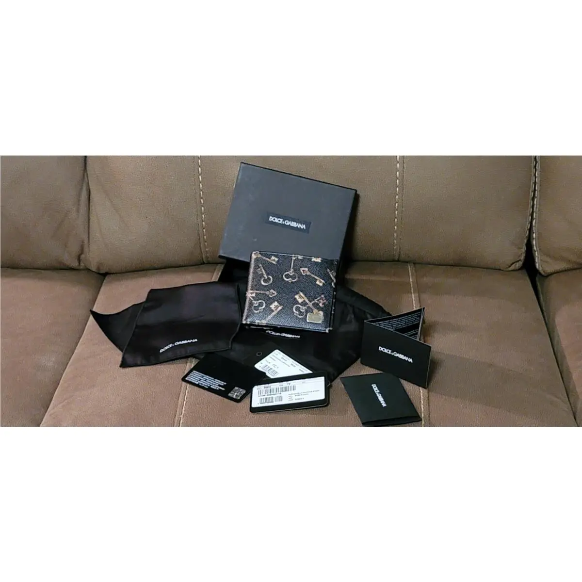 Dolce Gabbana Keys Printed Leather Wallet with DG Logo