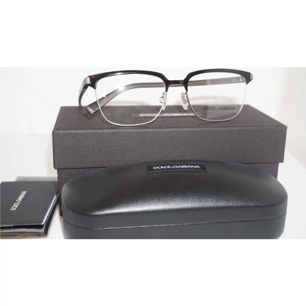 Dolce Gabbana Eyeglasses Black Silver Half Rim DG1315 1332 53 17 140