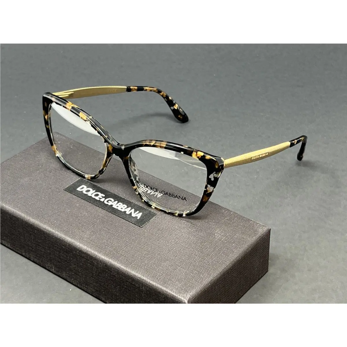 Dolce Gabbana Eyeglasses DG3280-911 Cube Black Gold 52mm Women`s Cat Eye Frame