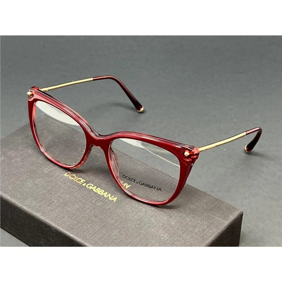 Dolce Gabbana Eyeglasses DG3294-3190 Top Bordeaux/pink 52mm Women`s Cat Eye