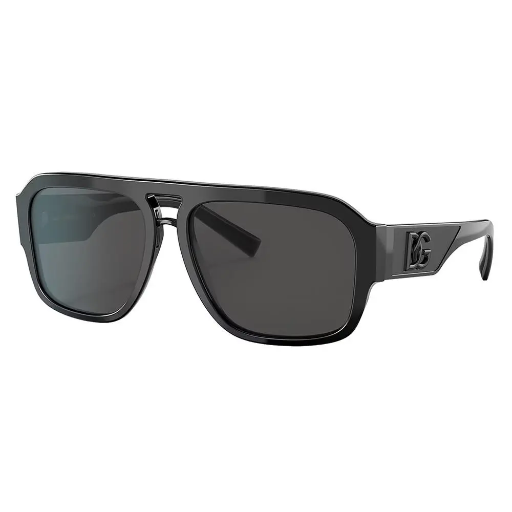 Dolce Gabbana DG 4403 501/87 Black Plastic Pilot Sunglasses Grey Lens