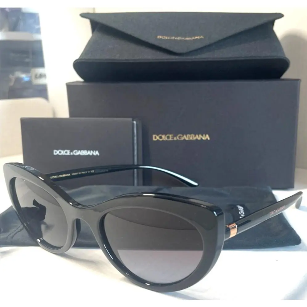 Dolce Gabbana DG6124 501/8G Black-gold/grey Gradient Lenses Sunglasses 53-21