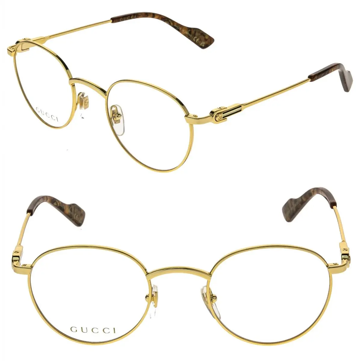 Gucci GG1222O 1222 Gold Brown Web Stripe Unisex Eyeglass 48mm Optical Frame 003 - Frame: Gold