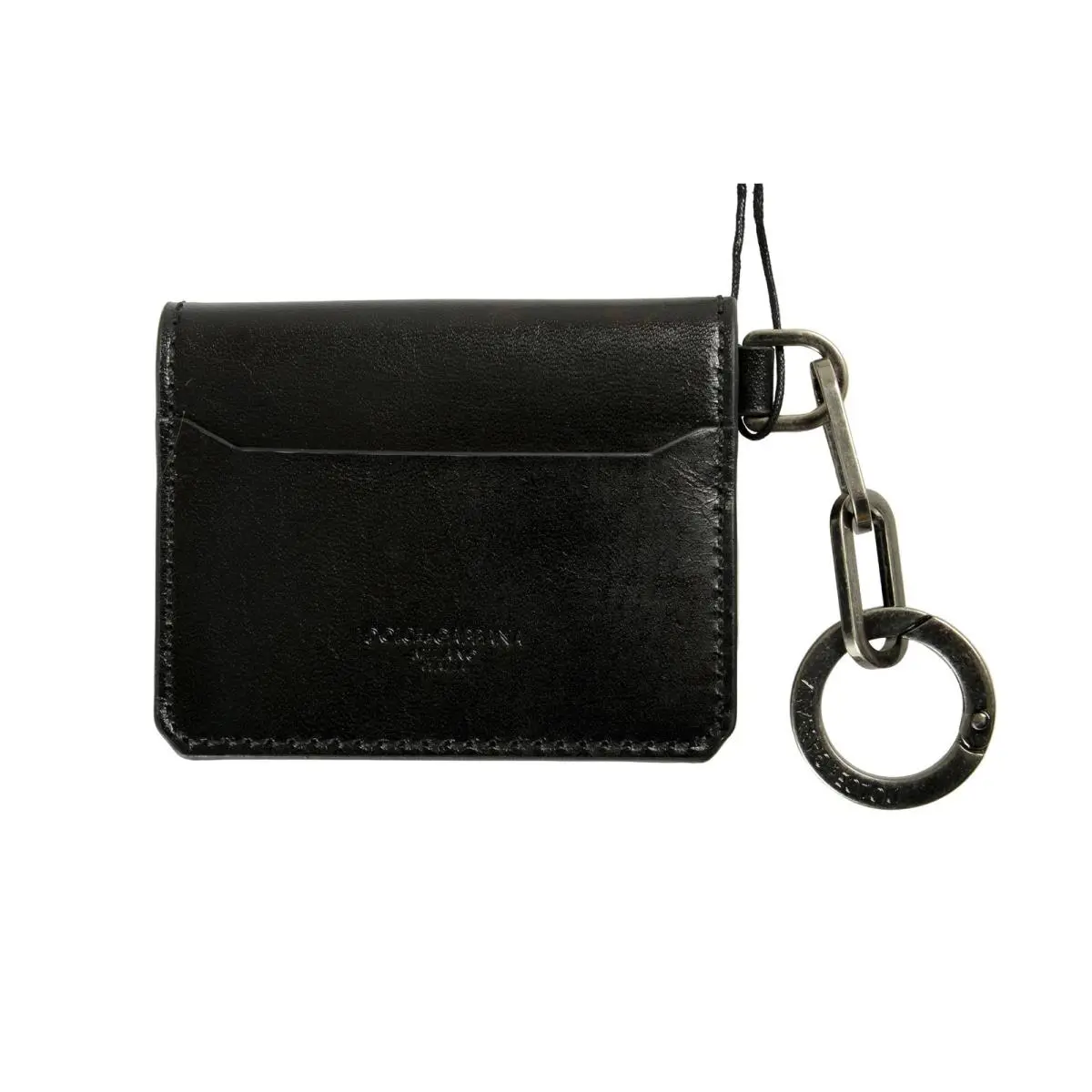 Dolce Gabbana Black Leather Card Case Keycha