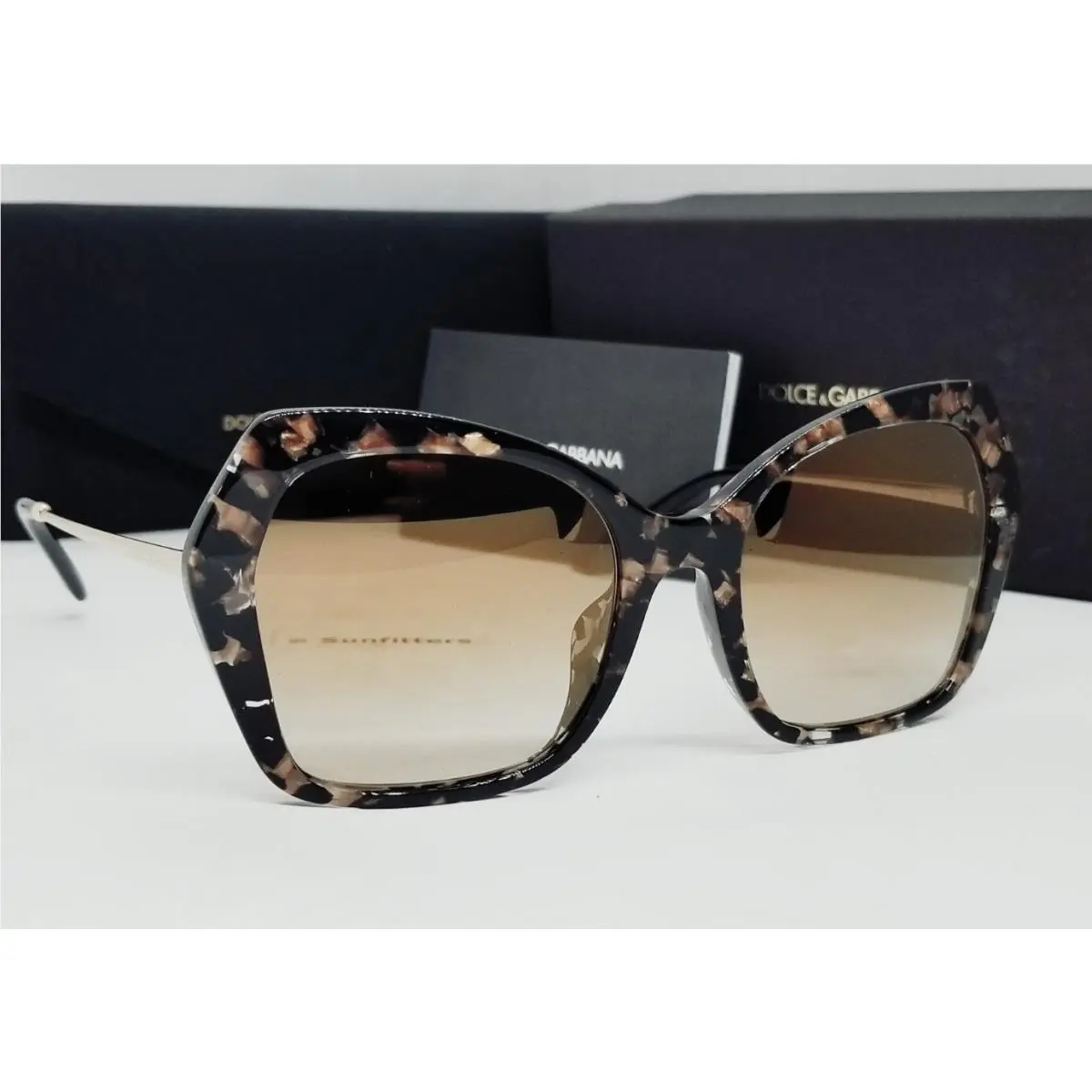 Dolce Gabbana Cube Black/brown-gold Gradient DG4399F 911/6E 56 Sunglasses