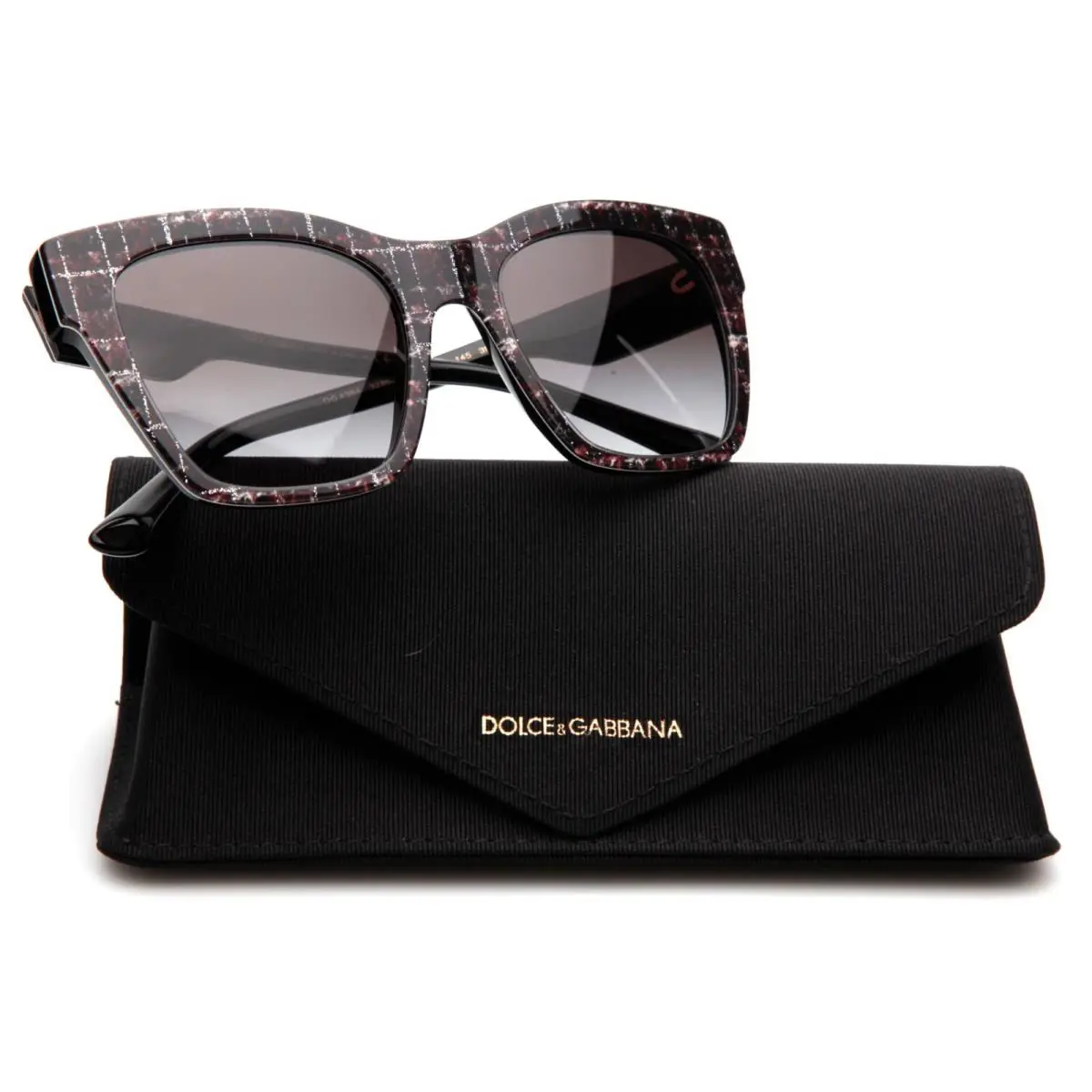 Dolce Gabbana DG 4384 3286 / 8G Print Black Tweed Sunglasses 53-20-145mm