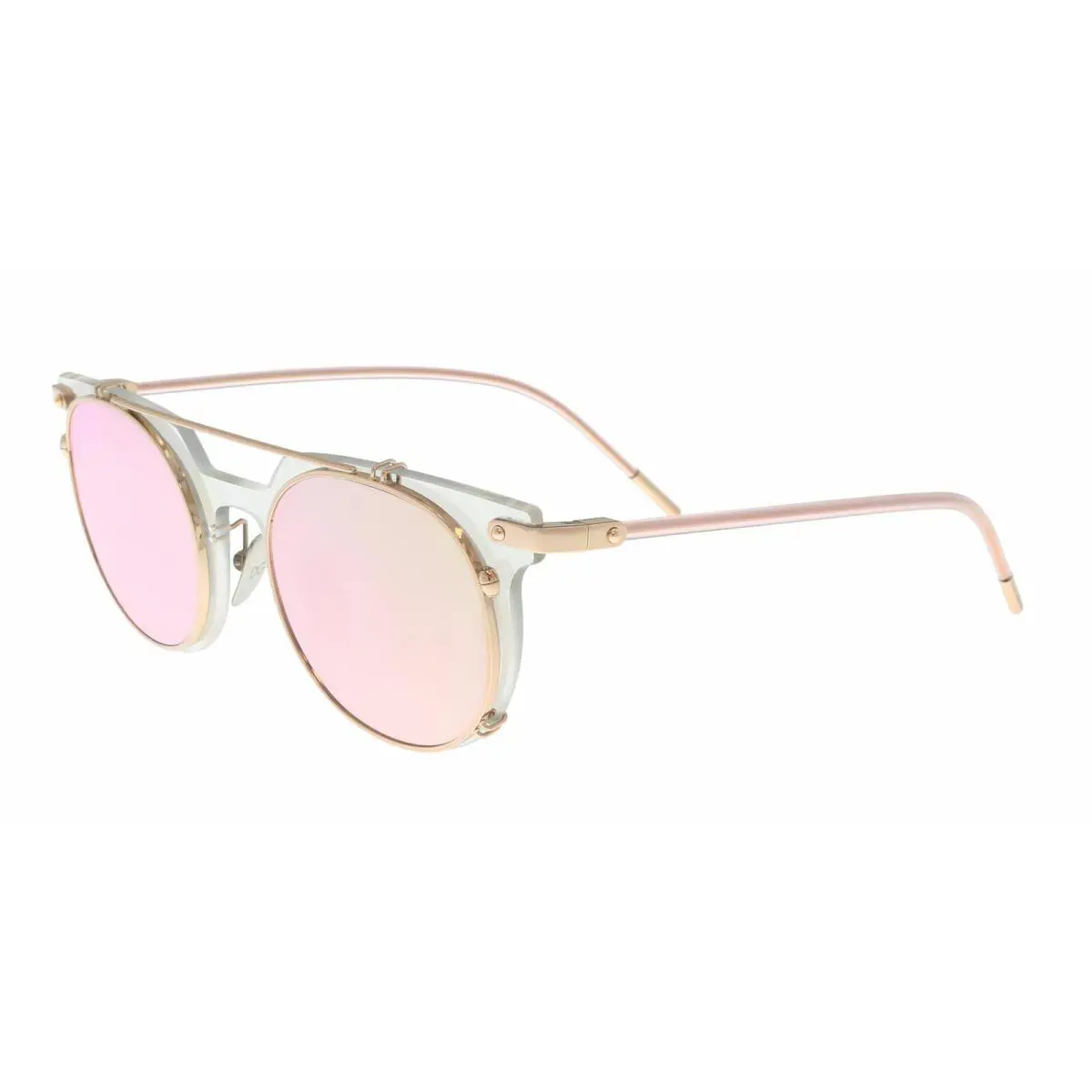 Dolce Dolce & Gabbana DG2196 12984Z Gabbana DG2196 12984Z Clear Pink Mirror Round Sunglasses