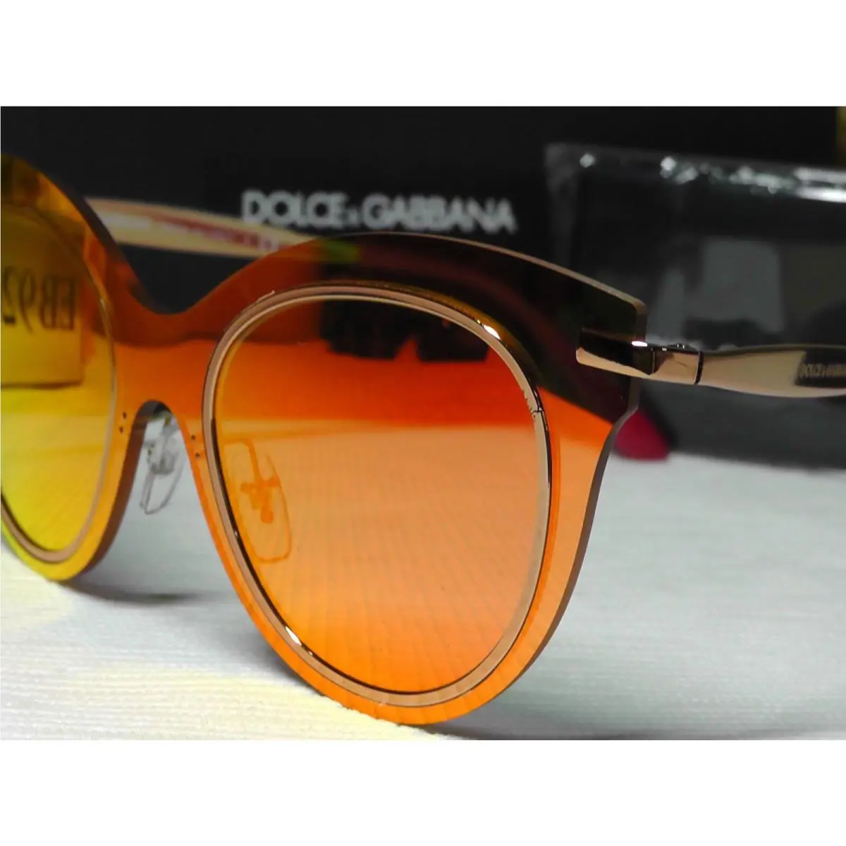 Dolce Gabbana DG2172 Rose Gold/red Frame Red Mirrored Cat Eye Lens Sunglasses