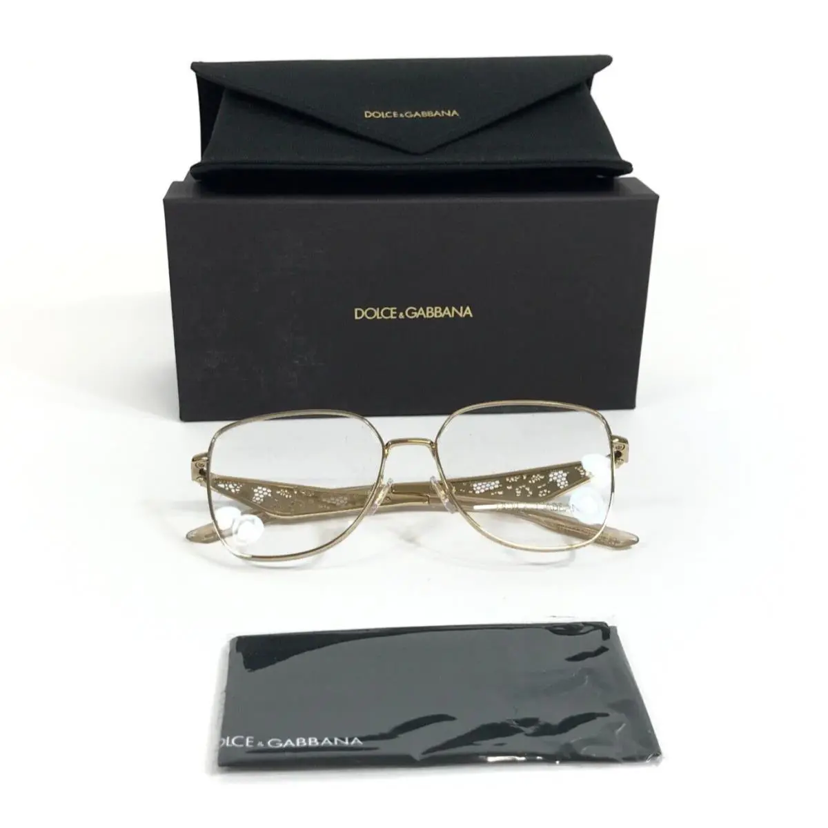 Dolce Gabbana Eyeglasses Frames DG1358 02 Gold Butterfly Wire Rim 56-16-145