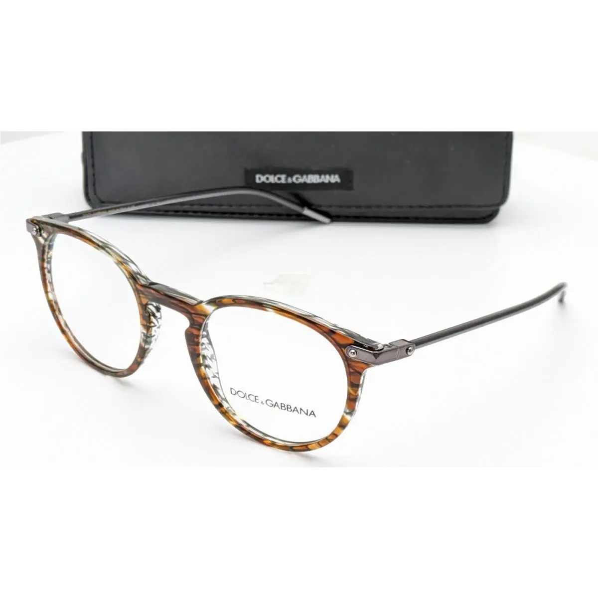 Dolce Gabbana DG3303 3221 Round Striped Brown Unisex Eyeglasses 50mm