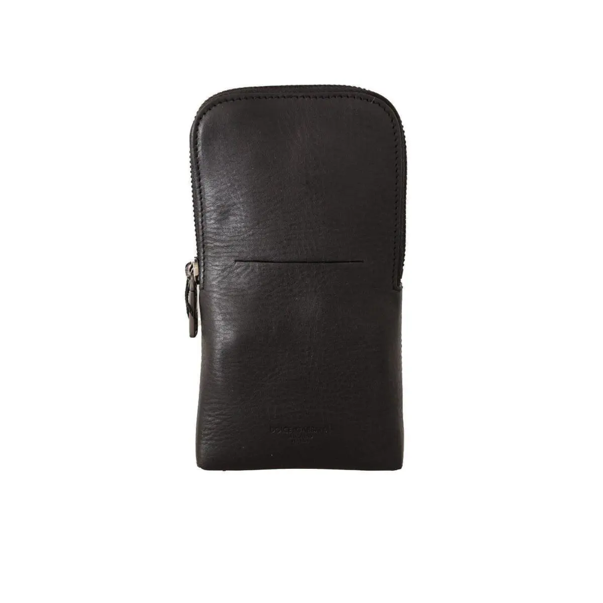 Dolce Gabbana Black Leather Purse Double Belt Strap Multi Kit Wallet