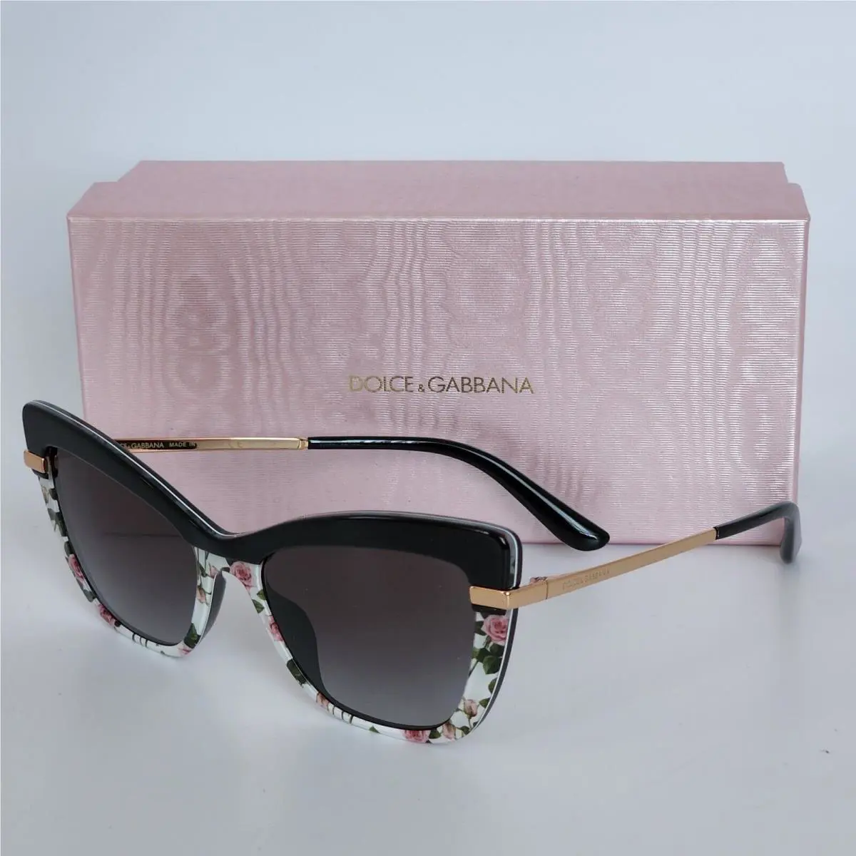 Dolce Gabbana DG4374 32508G Gold/black Rose Print Cat Eye Sunglasses