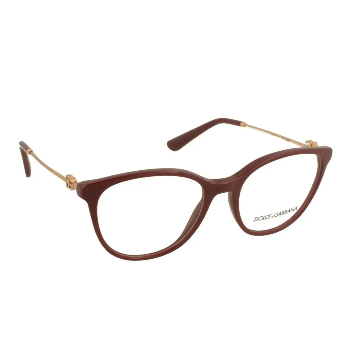 Dolce Gabbana Eyeglasses DG 3363 3091 52-18 Burgundy Gold Round Cateye Frames
