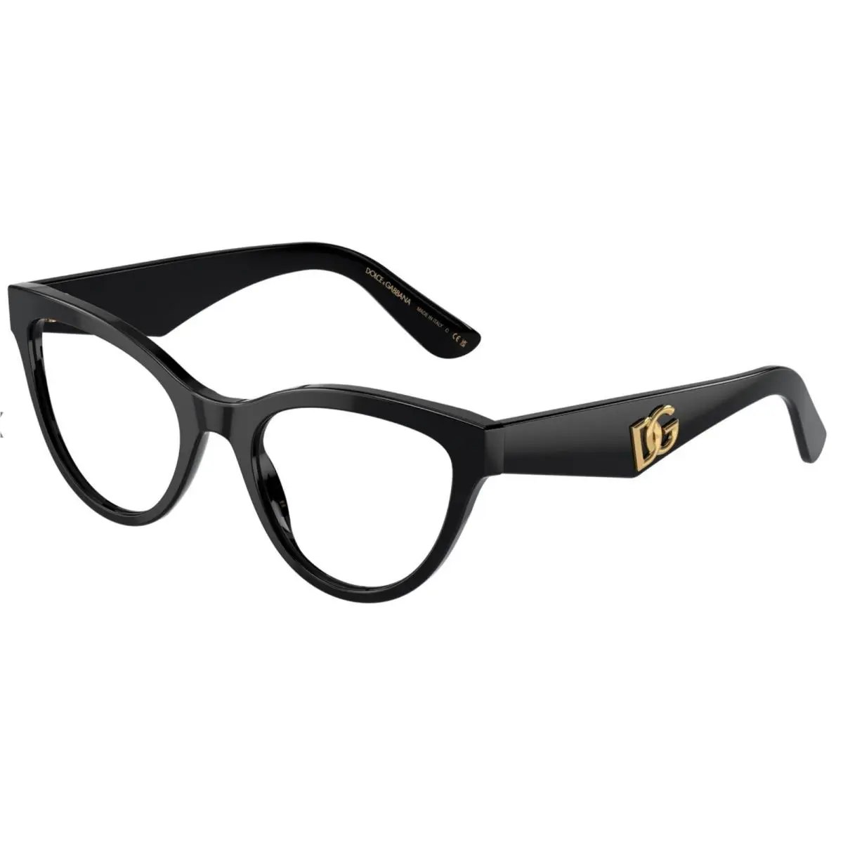 Dolce Gabbana Eyeglasses DG 3372 501 50-20 145 Black Gold Cat Eye Frames by Dolce & Gabbana