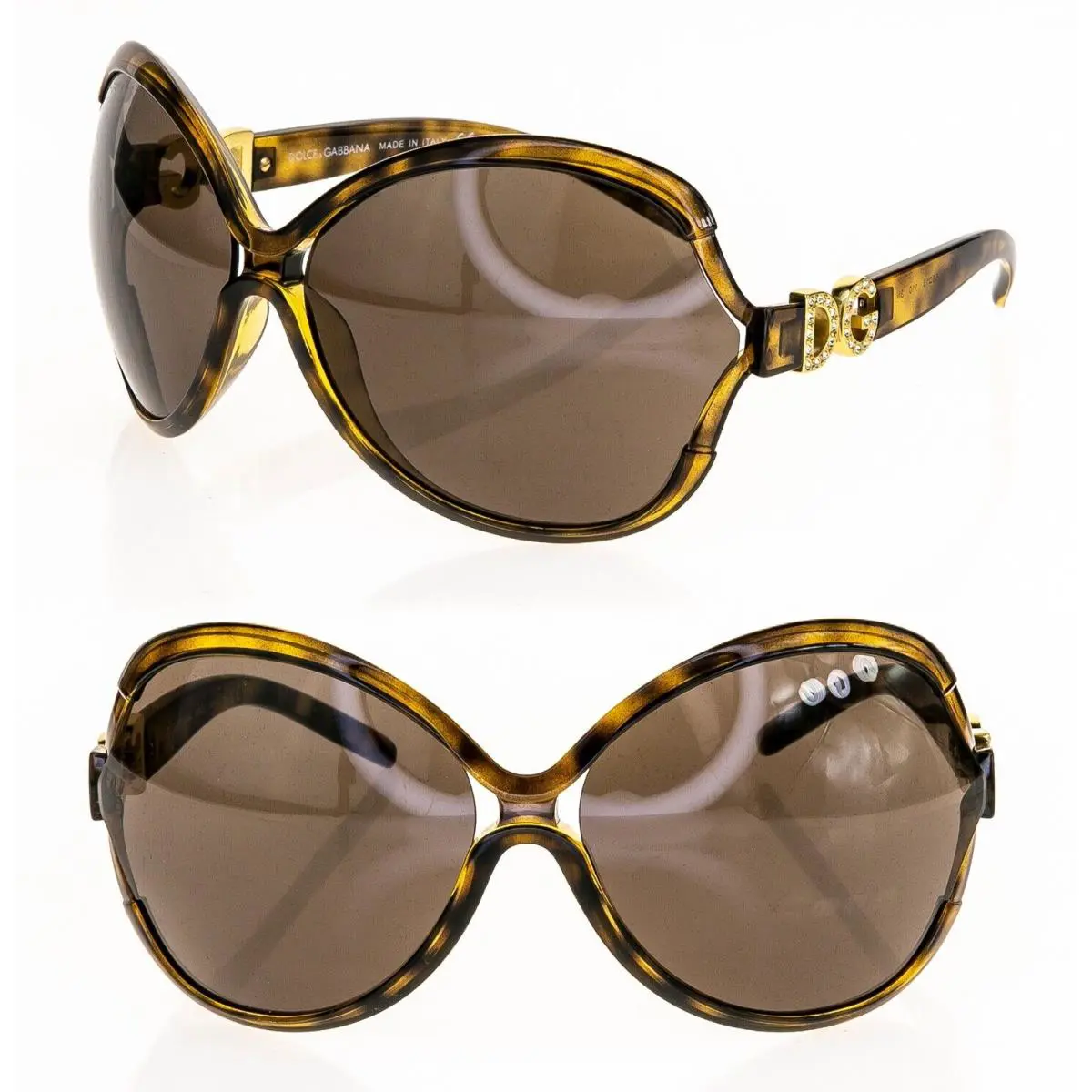 Dolce Gabbana 6025 Brown Oversized Butterfly Crystal Sunglasses DG6025B