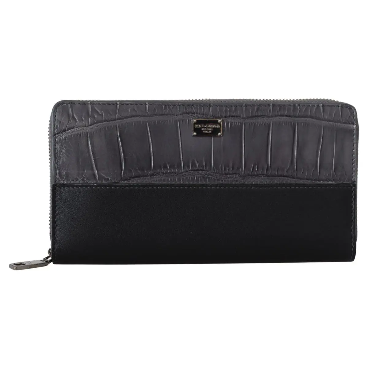 Dolce Gabbana Black Zip Around Continental Clutch Leather Wallet