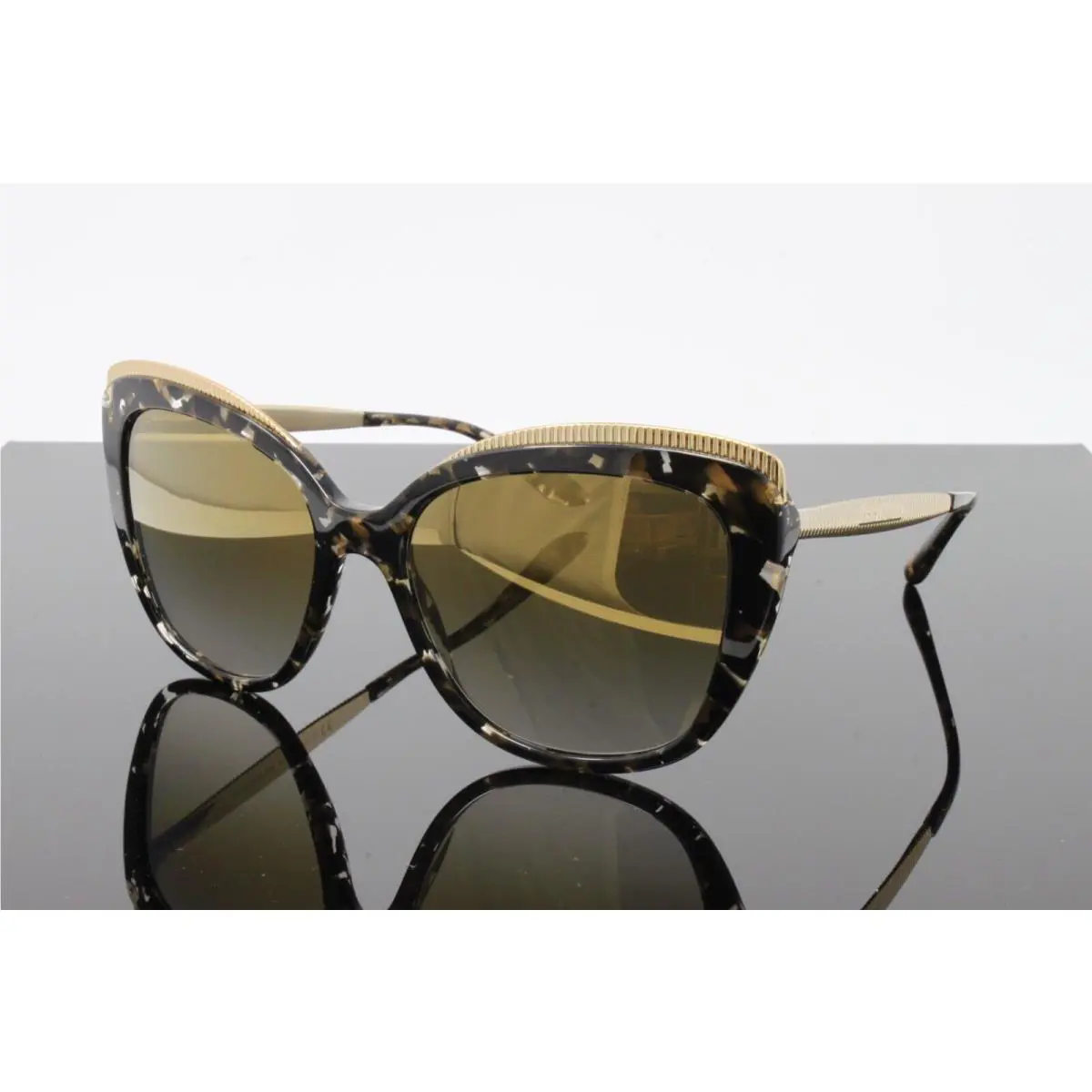 Dolce Gabbana Sunglasses Women`s Cat Eye DG4332 9116E Cube Black/gold 57mm