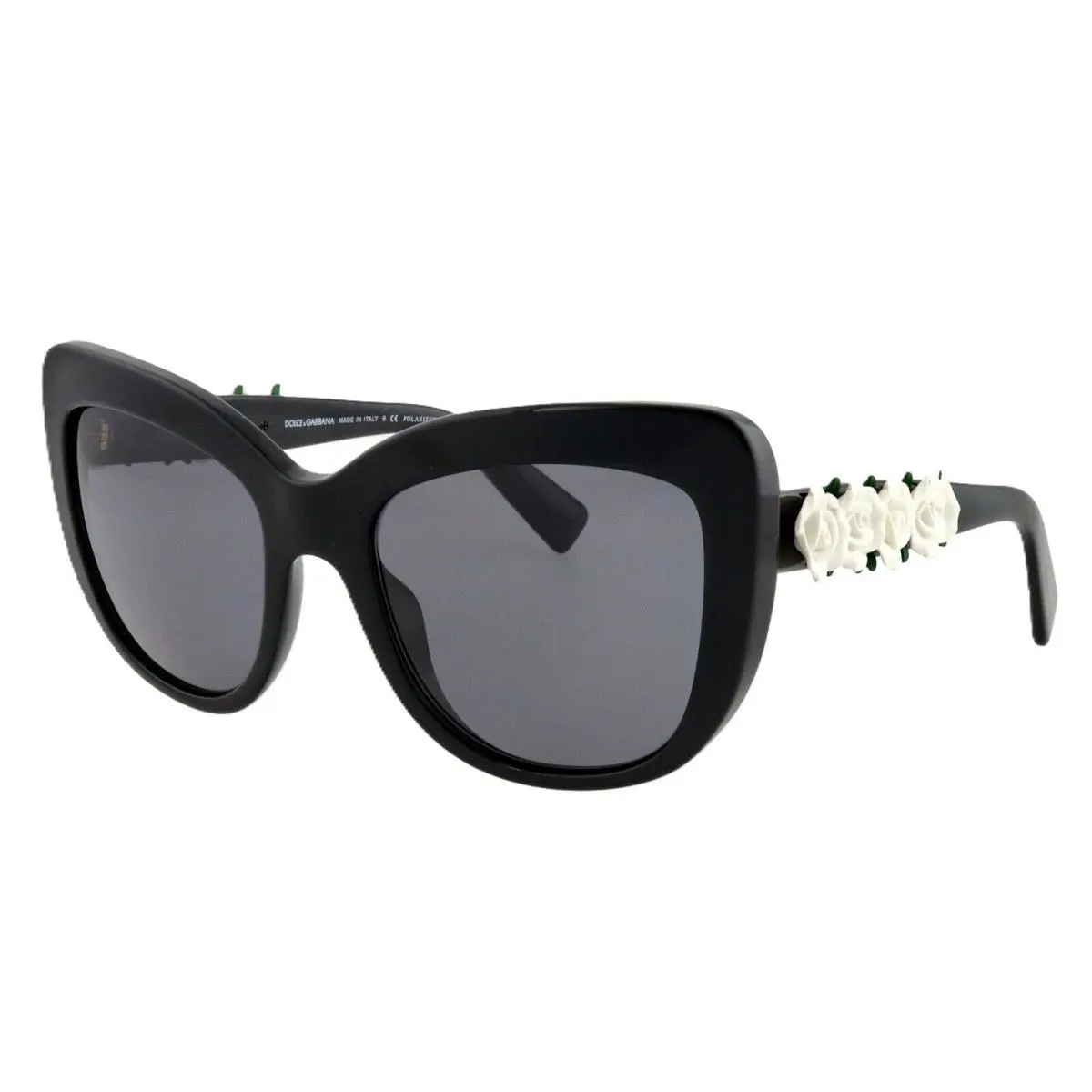 Dolce Gabbana DG4252 921/81 55mm Black White Rose Polarized Sunglasses