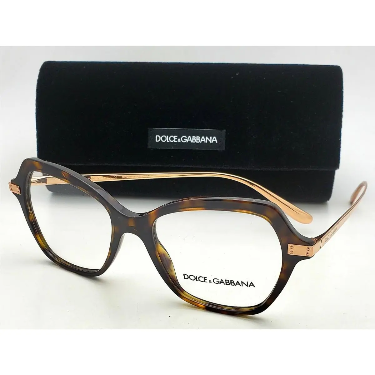 Dolce Gabbana Butterfly Eyeglasses DG 3311 502 51-17 Tortoise Gold Frame