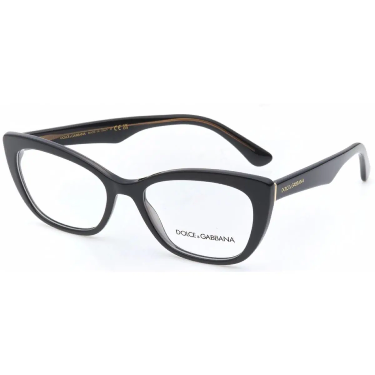 Dolce Gabbana Eyeglasses DG 3360 3246 54-18 Black and Gold Cateye Frames