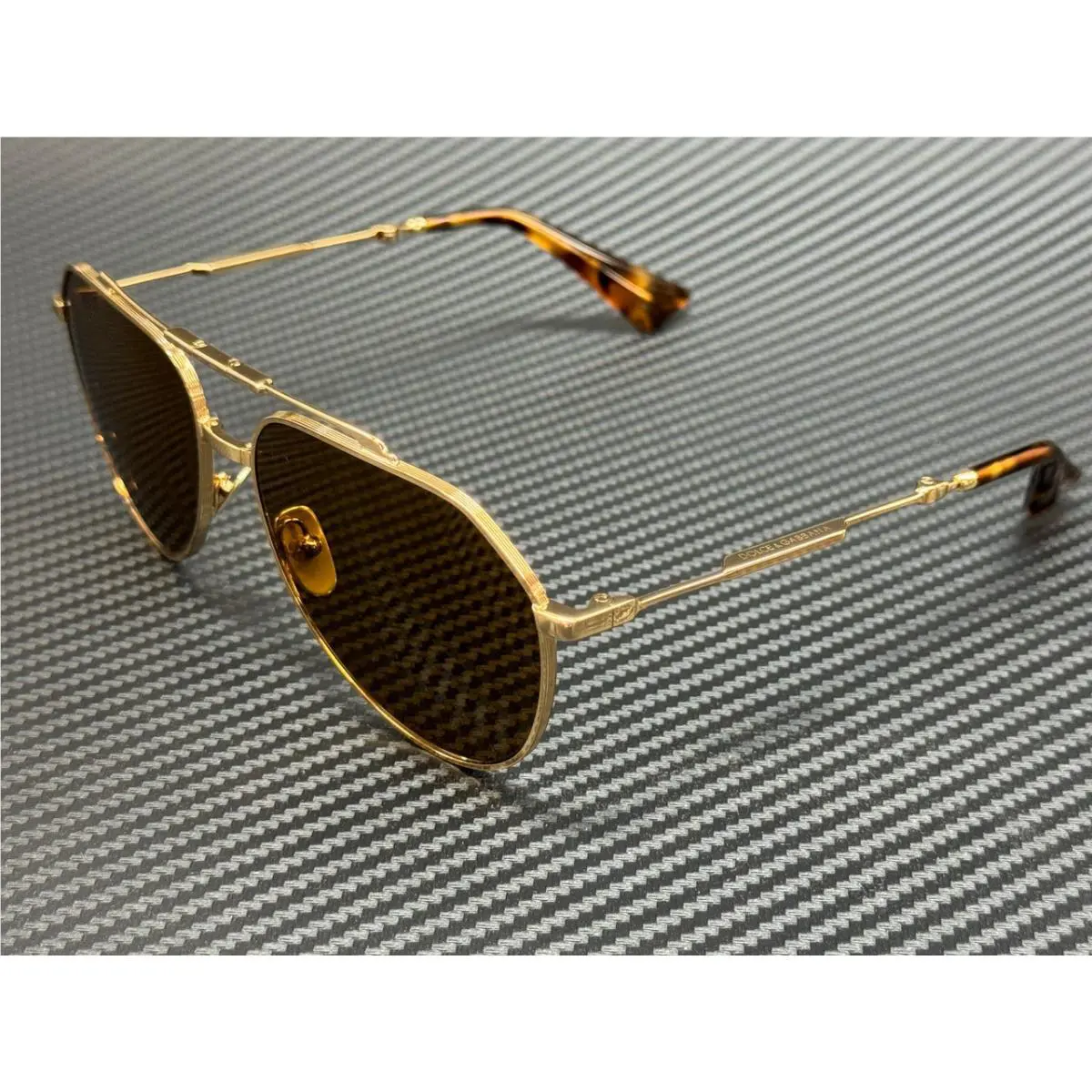 Dolce Gabbana DG2302 02 53 Gold Brown Folding Unisex 60 mm Sunglasses
