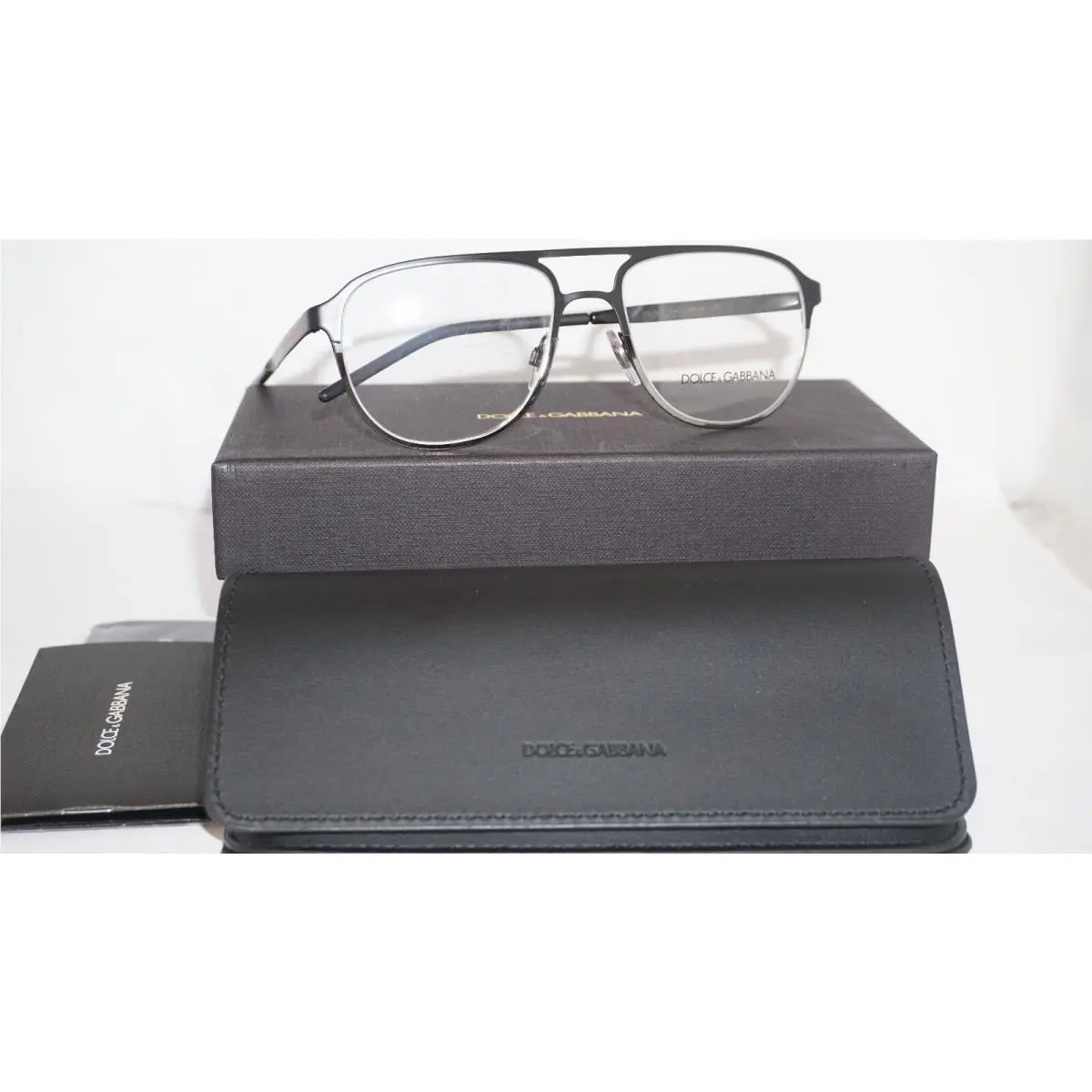 Dolce Gabbana Eyeglasses Aviator Black Grey DG1317 1311 54 18 140