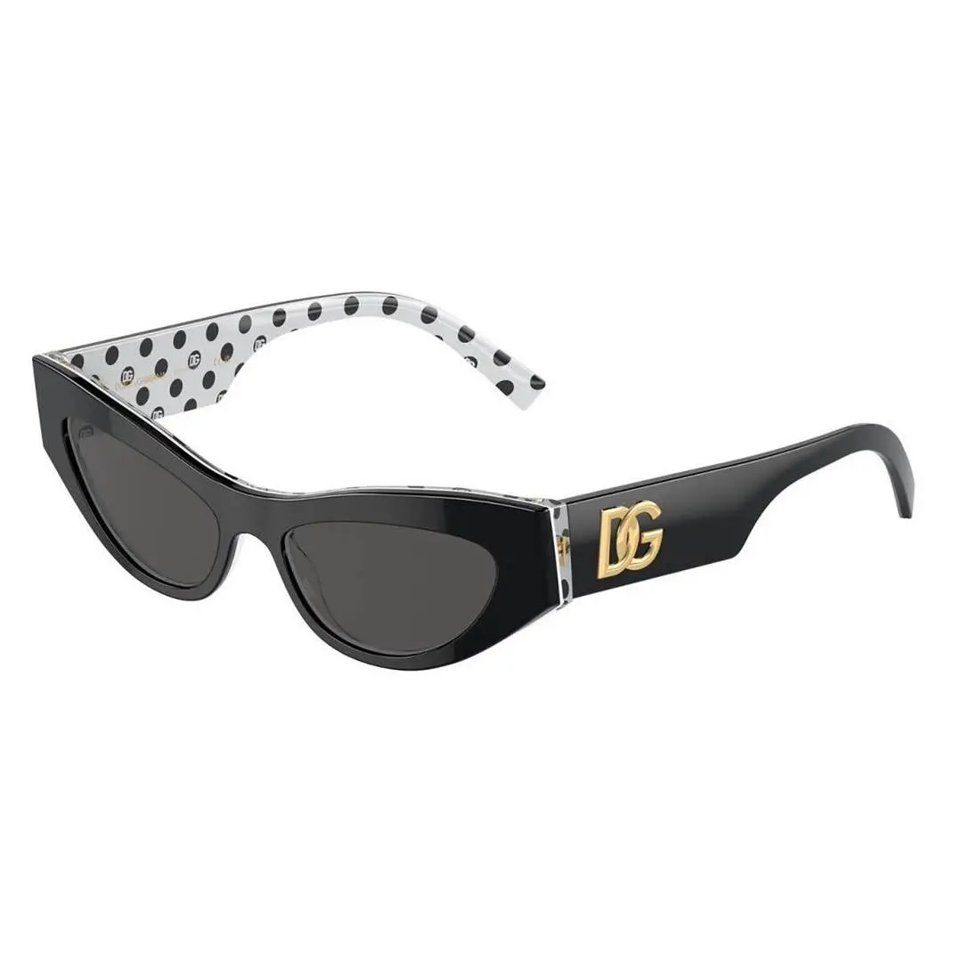 Dolce Gabbana DG4450 Black Polka Dot Cat Eye Sunglasses 52mm Made in Italy