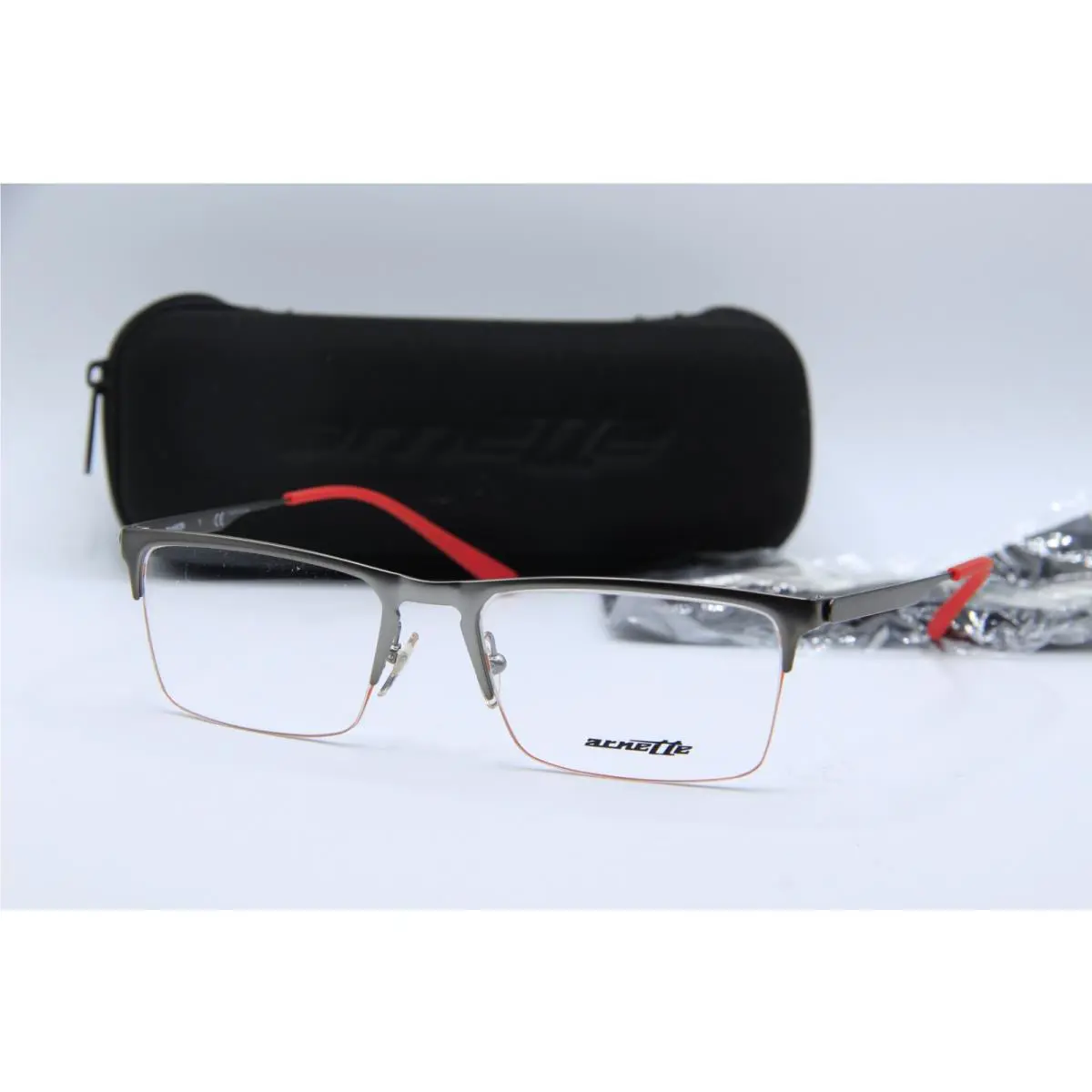 Arnette Optical Tail 6118 Gunmetal Red Eyeglasses 54-18