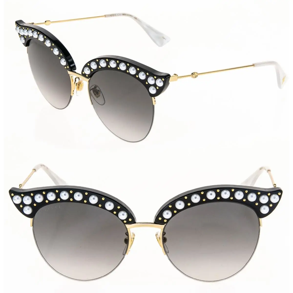 Gucci Hollywood Forever Black Gold Pearl 0212 Sunglasses GG0212S 001