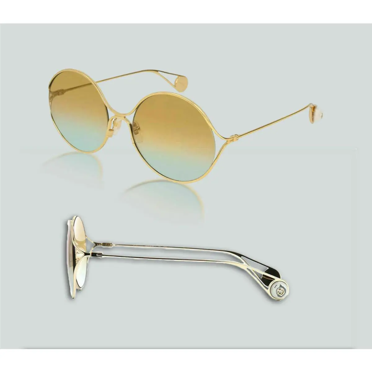 Gucci GG 0253S 005 Gold/gold Blue Gradient Sunglasses
